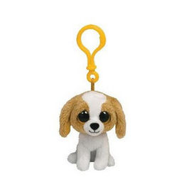 نیرومند و درشت هیکل سگ ترجمه نمی مخمل خواب دار اسباب بازی در Keychain، خاکستری / سفید / برنج سفید